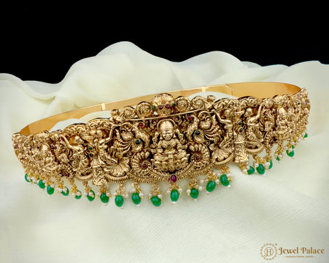 Beautiful Gold Finish Goddess Lakshmi Temple Vaddanam HIp Belt