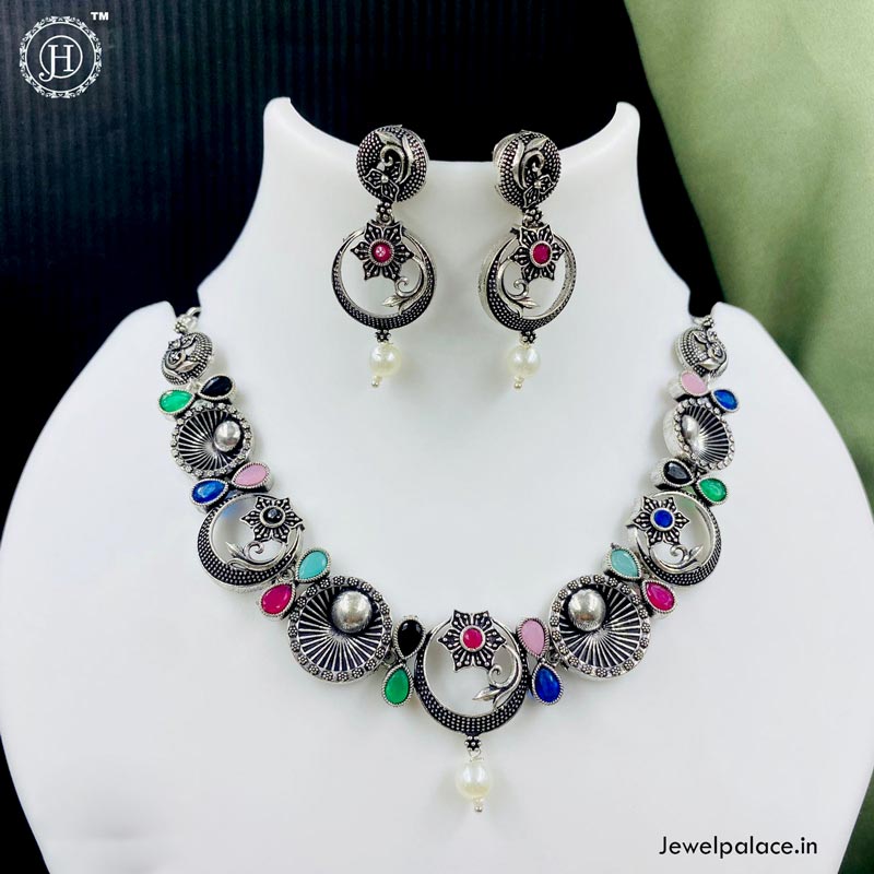 Oxidized German Silver Necklace JH3889 – Jewel Palace