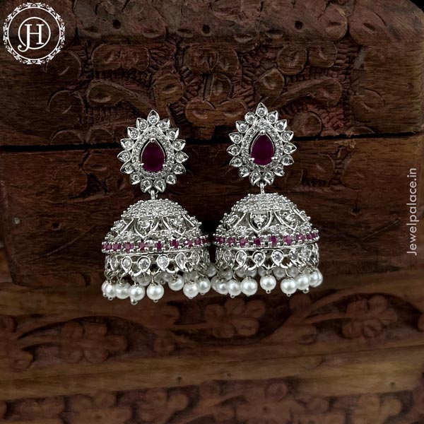 Diamond Earrings Buttalu With Stones Beautiful Rhodium Plated