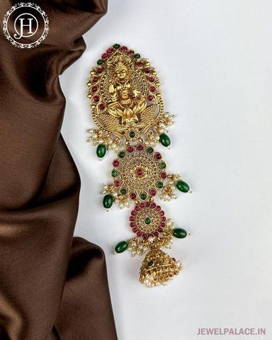 Exclusive Gold Plated Kemps Stone Pearls Traditional Jadai Billai JH5275