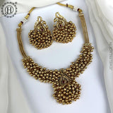 Beautiful Gold Finish Heavy Pearls Peacock Design Antique Necklace JH5438