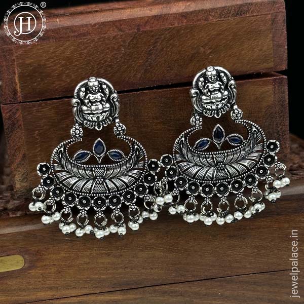 German Silver Plated Beaded Oxidized Earrings JH5661 – Jewel Palace