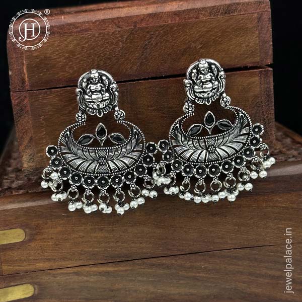 German Silver Plated Beaded Oxidized Earrings JH5661 – Jewel Palace