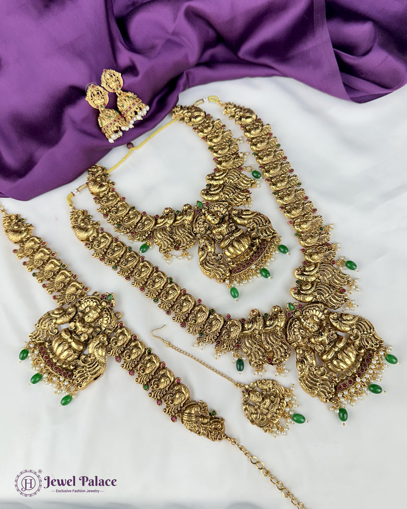 Traditional Gold Plated With Beautiful Pearl Semi Bridal Temple Jewellery JH5683