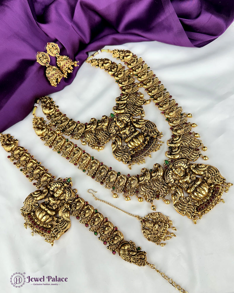 Traditional Gold Plated With Beautiful Pearl Semi Bridal Temple Jewellery JH5683