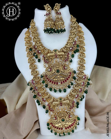 Grand Beautiful Gold Finish Combo Necklace Set JH6031
