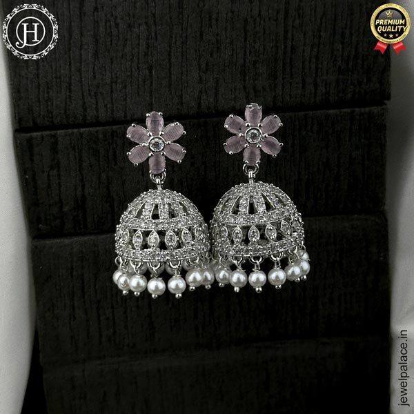 Elegant Rhodium Plated American Diamond Earrings JH6479