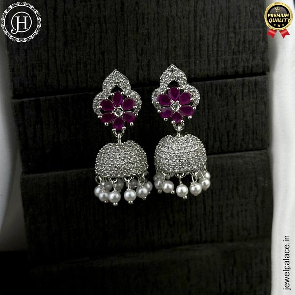 Elegant Rhodium Plated American Diamond Earrings JH6481