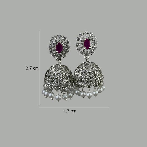Elegant Rhodium Plated American Diamond Earrings JH6482