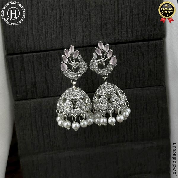 Elegant Rhodium Plated American Diamond Earrings JH6483