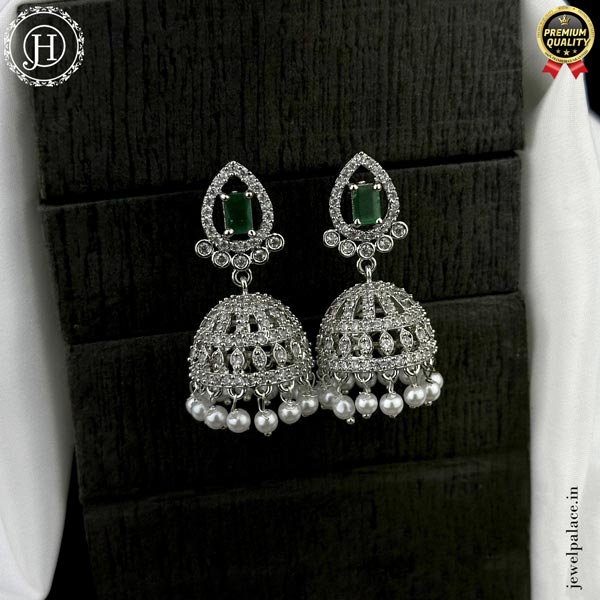 Elegant Rhodium Plated American Diamond Earrings JH6484