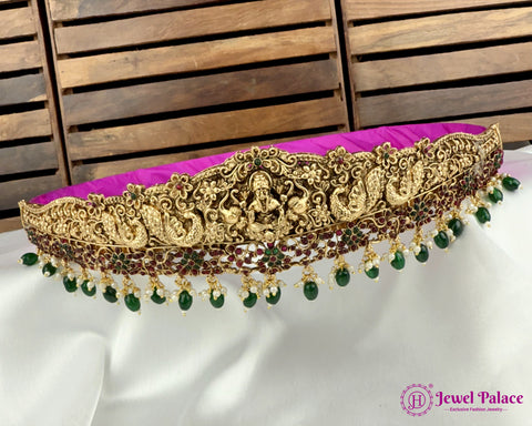 Traditional Gold Finish Hip Belt with Intricate Temple Work