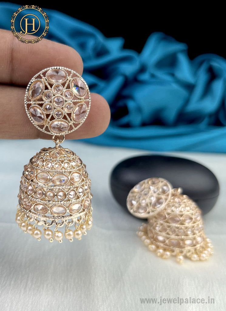 Elegant Gold Plated Kundan With Pearl Studded Earrings JH2443