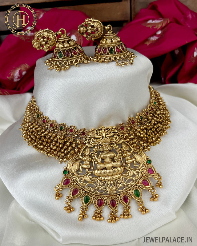 Temple Design Antique Gold Plated Premium Necklace JH3189