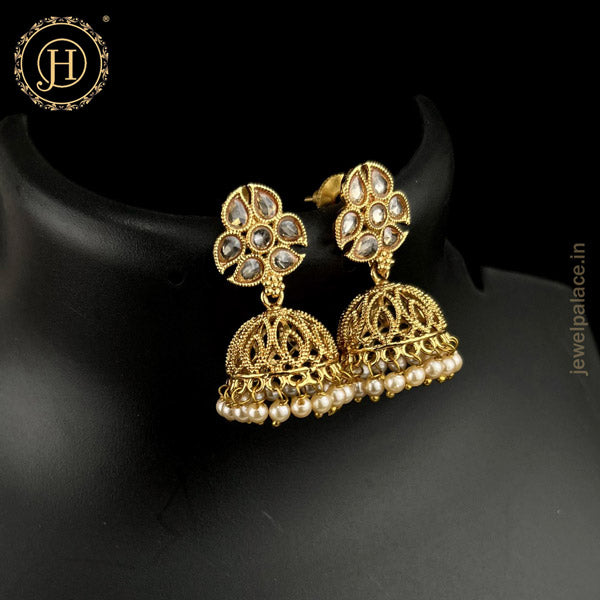 Elegant Gold Plated Kundan Earrings JH4629