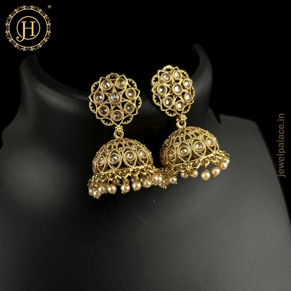 Elegant Gold Plated Kundan Earrings JH4633
