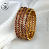 Exclusive Gold Plated Kemp Stone Temple Bangles JH5246