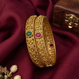 Traditional Antique Gold Temple Design Bangle Set Of 2 JH8211