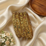 Traditional Antique Gold Temple Design Bangle Set Of 4 JH8235