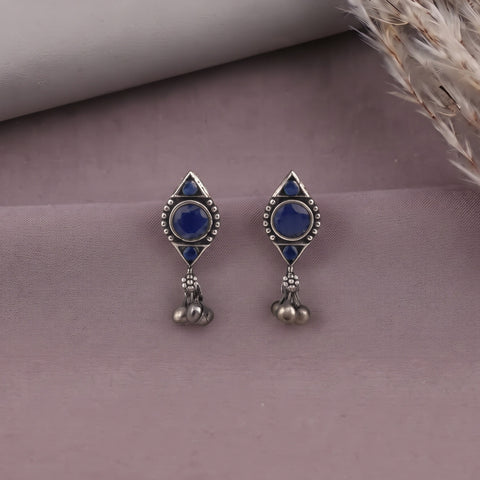 Antique German Silver Floral Stud Earrings JH8665