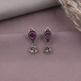 Antique German Silver Floral Stud Earrings JH8665