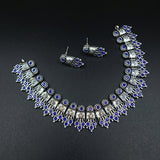 Oxidised German Silver Gemstone Necklace JH7477