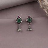 Antique German Silver Floral Stud Earrings JH8665
