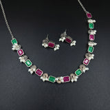 Oxidised German Silver Gemstone Necklace JH7478