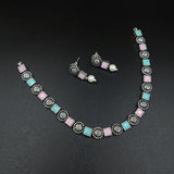Oxidised German Silver Gemstone Necklace JH7479
