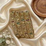 Traditional Antique Gold Temple Design Bangle Set Of 4 JH8241