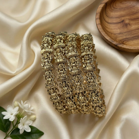 Traditional Antique Gold Temple Design Bangle Set Of 4 JH8219