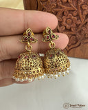 Beautiful Gold Finish Kemp Stone Temple Haram Set JH5847