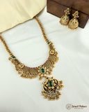 Beautiful Gold Finish Kemp Stone Temple Haram Set JH5847