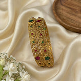 Traditional Antique Gold Temple Design Bangle Set Of 2 JH8228