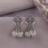 Oxidised Black Metal Earrings Traditional and Trendy Design JH8656