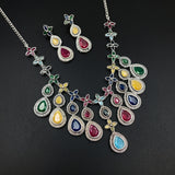 Oxidised German Silver Gemstone Necklace JH7468
