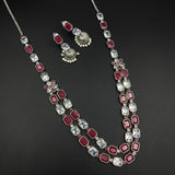 Oxidised German Silver Gemstone Necklace JH7469