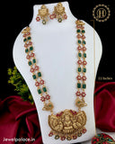 New Gold Finish Temple Long Haram With Matching Earrings JH3665
