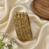 Traditional Antique Gold Temple Design Bangle Set Of 4 JH8238