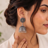Oxidised Black Metal Earrings Traditional and Trendy Design JH8658