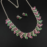 Oxidised German Silver Gemstone Necklace JH7471