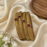 Traditional Antique Gold Temple Design Bangle Set Of 4 JH8239