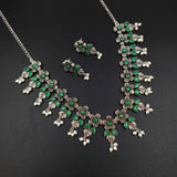 Oxidised German Silver Gemstone Necklace JH7472