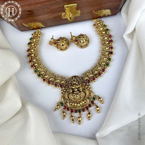 Elegant Gold Plated Peacock Design Necklace With Matching Earrings