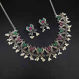 Oxidised German Silver Gemstone Necklace JH7474