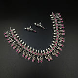 Oxidised German Silver Gemstone Necklace JH7475