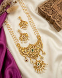 Premium Pearl Layered Antique Gold Haram with AD Stones & Designer Pendant