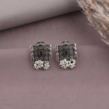 Antique German Silver Floral Stud Earrings JH8664