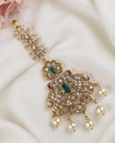 Antique Gold Temple Maang Tikka with Pearl Drops  JH8077