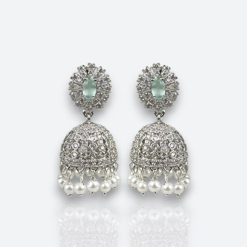 Elegant Rhodium Plated American Diamond Earrings JH6482
